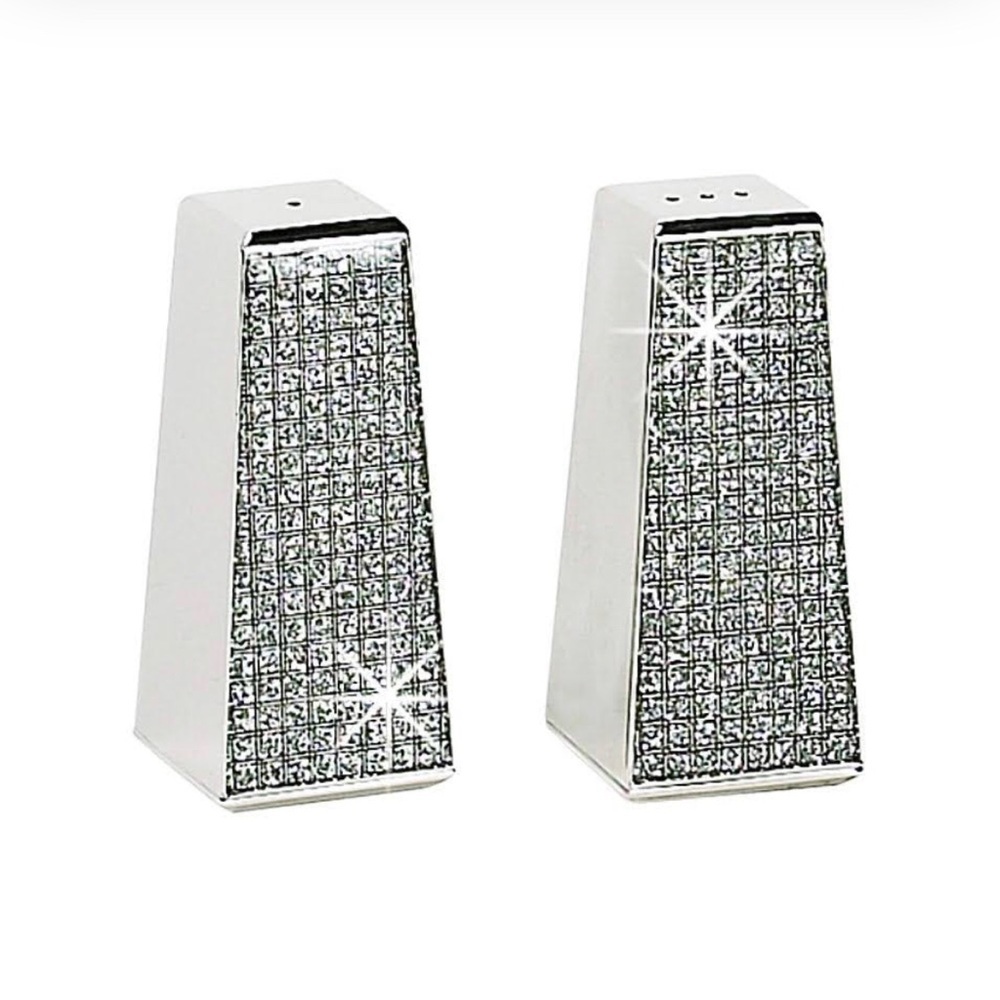 Diamond Nickel Plated Salt and Pepper Shaker Set